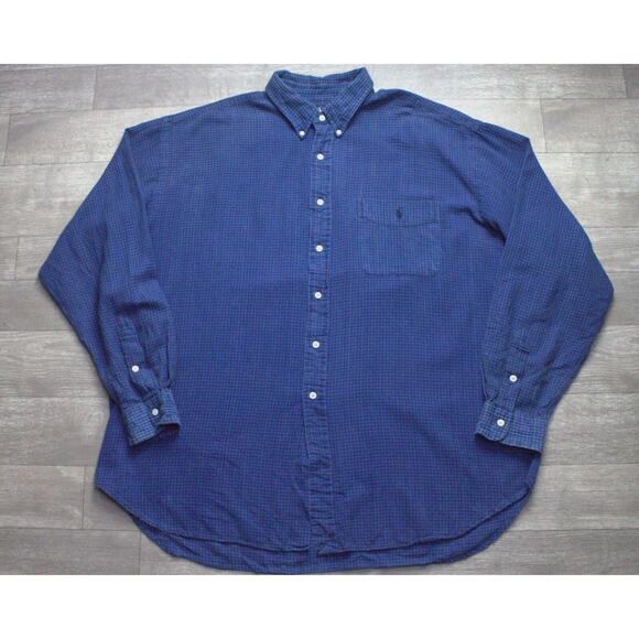 Ralph Lauren Blair Mens 2XL XXL Vintage 100% Cotton Button Up Plaid Shirt - Picture 2 of 6